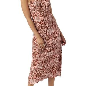 O'Neill Rust and Cream Floral Slip Midi Dress